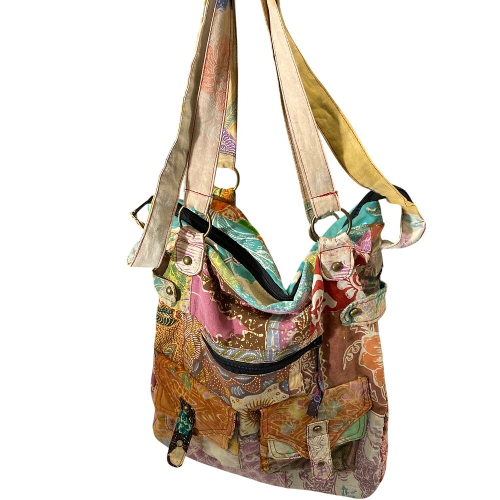UNIQUE Patchwork Recycled Batik Ceremonial Hobo B… - image 3
